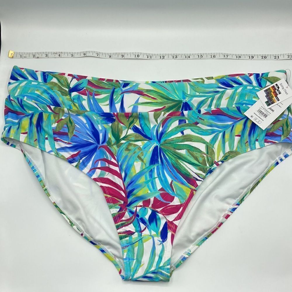 Women's Tropical Print High Waist Bikini Bottoms Swimsuit Bathing Suit Size 3X